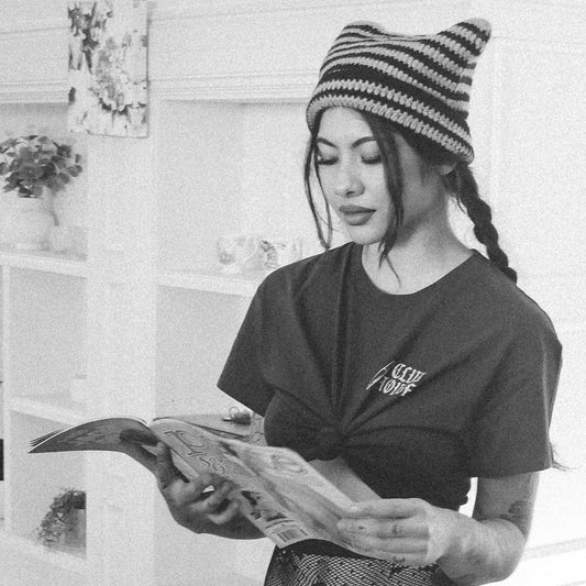 Knitted cat ear beanie