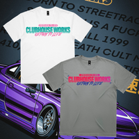 Clubhouse Works 80's Club Tee in white and grey with retro graphic print