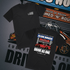 Black Drive As One RWB Tee featuring slammed Porsche artwork