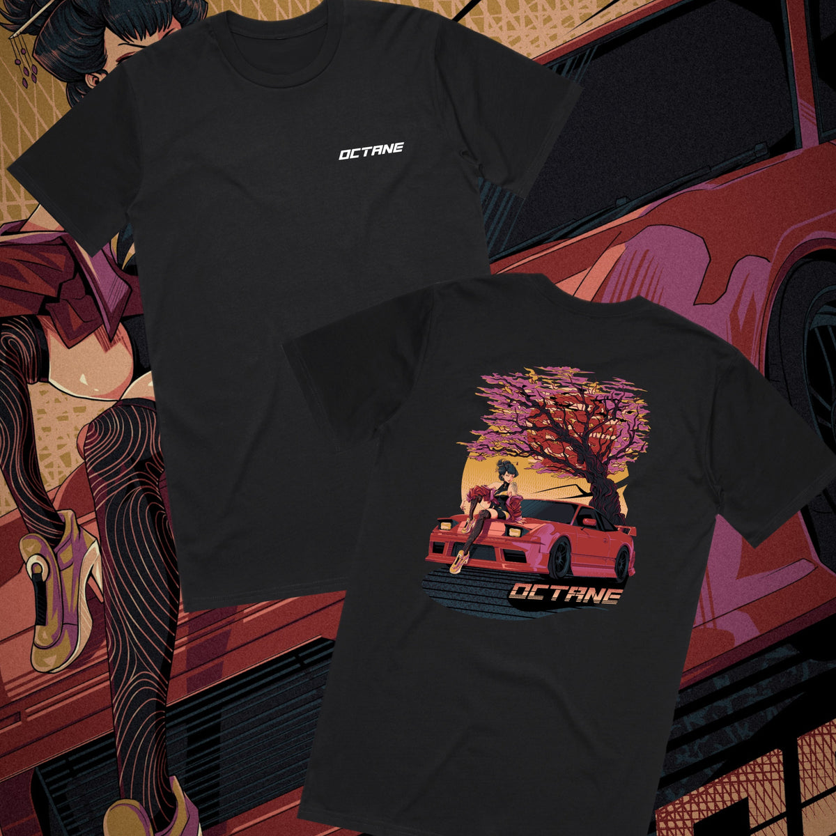 Octane Sakura SX tee featuring red Nissan 180SX artwork