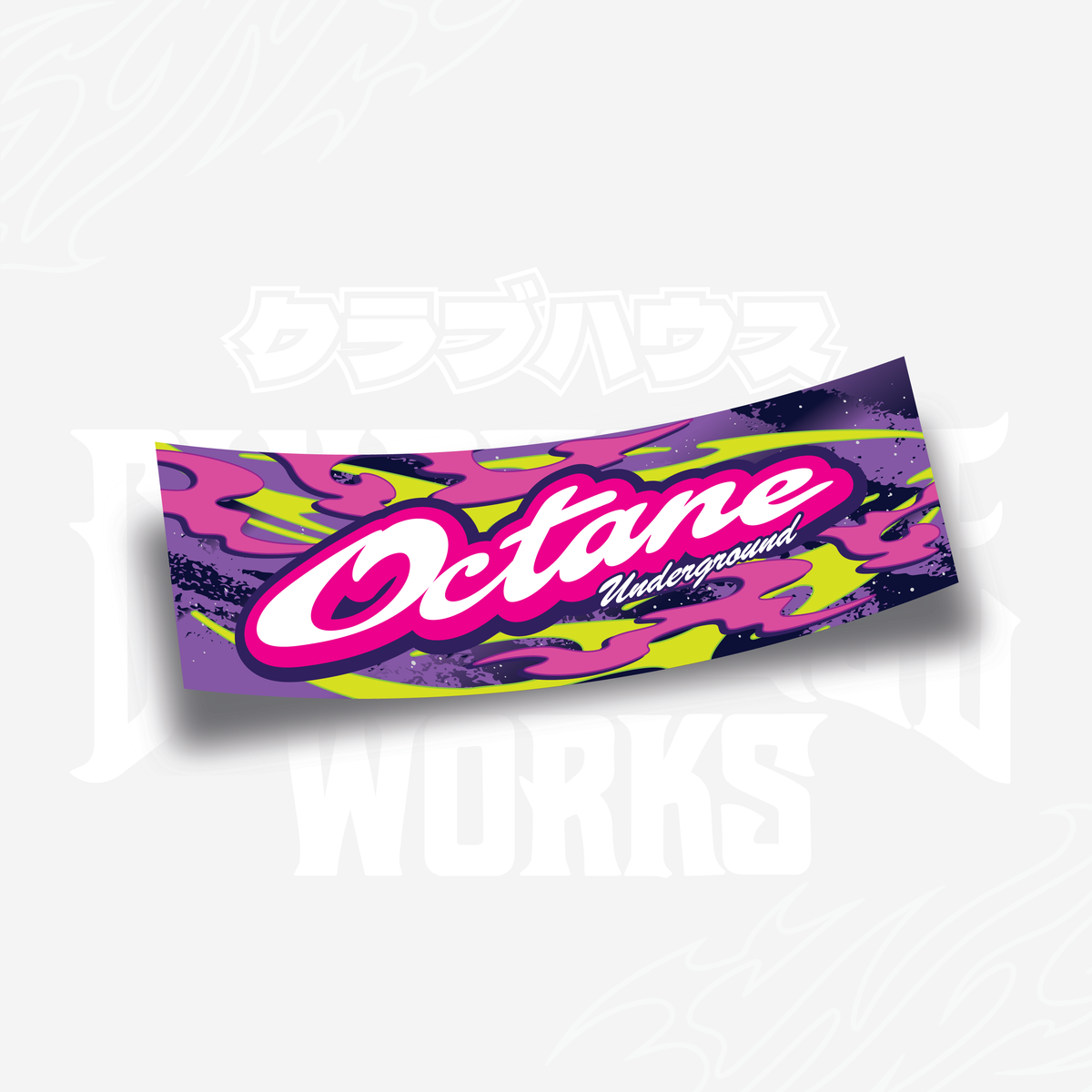 Octane Underground pink, purple and green drift slap sticker